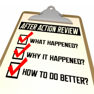 After Action Review on a clipboard