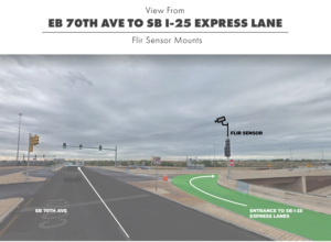 View of Flir Sensor Mount height at I-25 and I-70 juncture on wrong way detection